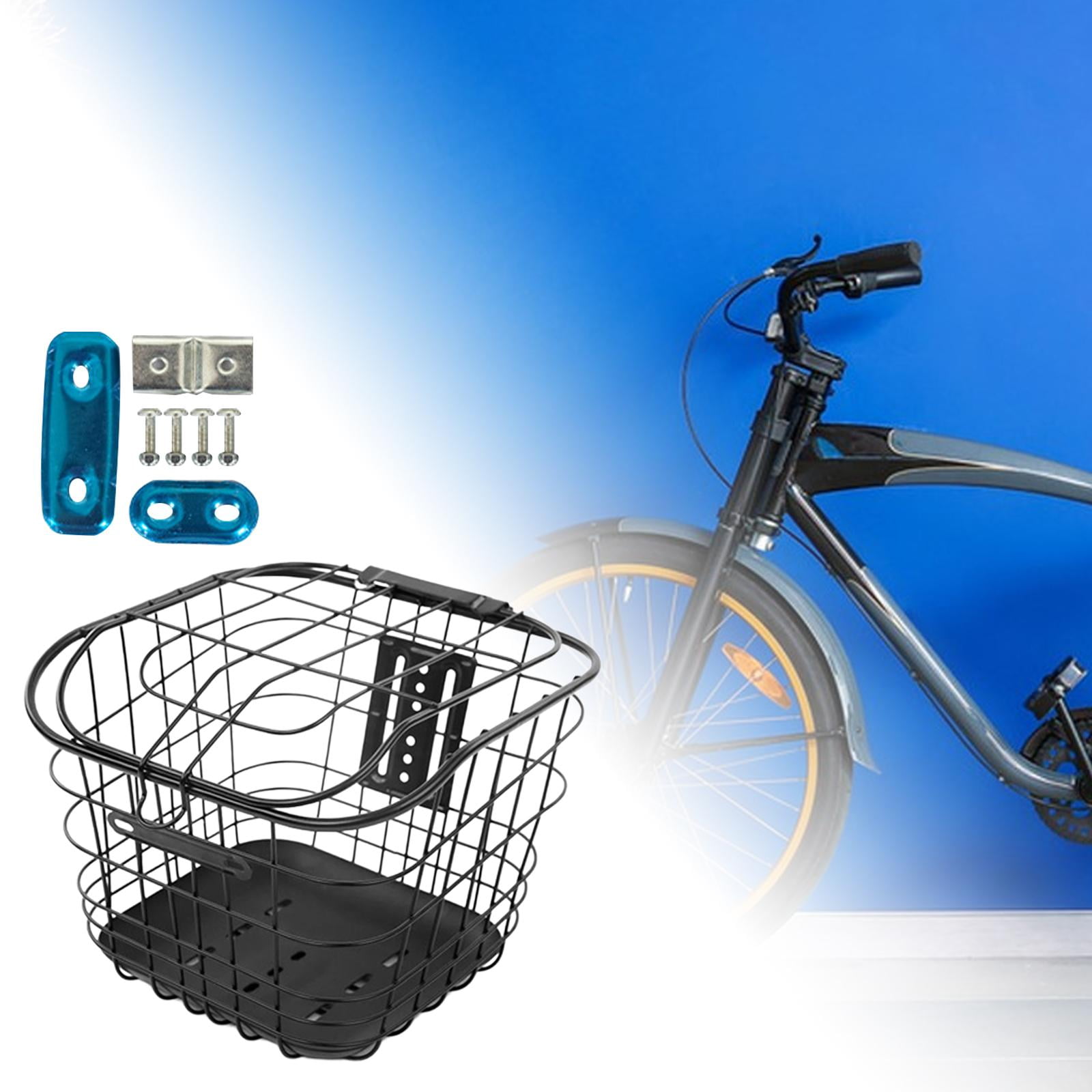 Baoblaze Bicycle Basket Front Rear Black Storage Basket Portable Mountain Bike Basket With bottom plate