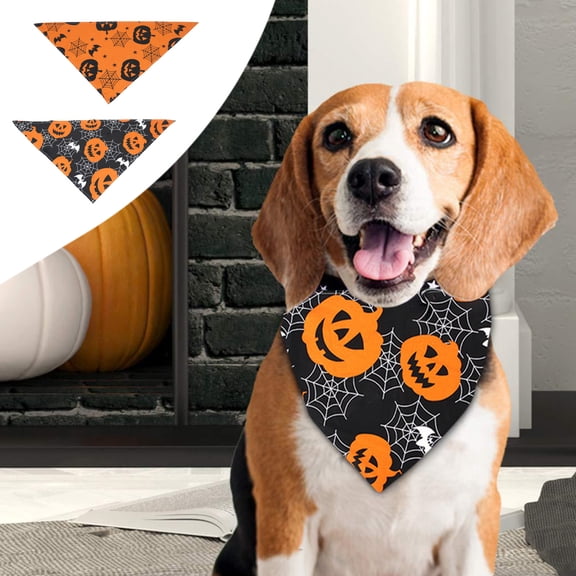 FEOLGEHLY Halloween Pet Bandana Skull Pumpkin Dog Bandana Washable Dog Triangle Scarf for Halloween Pet Costume, Soft Breathable Festive Skull Pet Scarf for Medium Large Dogs Cats Yellow (Yellow)