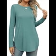 thumbnail image 2 of Camisa de Larga con Cuello Redondo para Mujer, Básica, Holgada, Informal Lago Azul L, 2 of 5