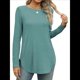 thumbnail image 2 of Camisa de Larga con Cuello Redondo para Mujer, Básica, Holgada, Informal Lago Azul L, 2 of 5