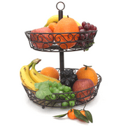 ZYH Fruit Basket, 2 Tier Fruit Bowl Vegetable Organizer, Counter Top Fruits Storage Stand Bowl