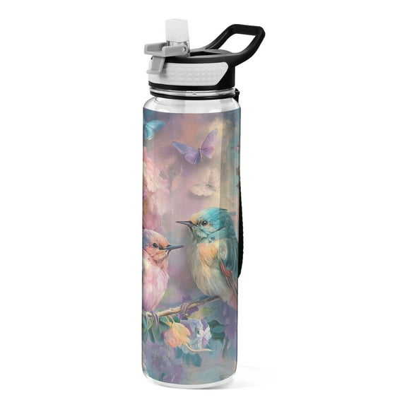 BZSMCE Sport Bottle Birds Flowers and Butterflies Outdoor sports Water Bottle Size: 10.4x3in