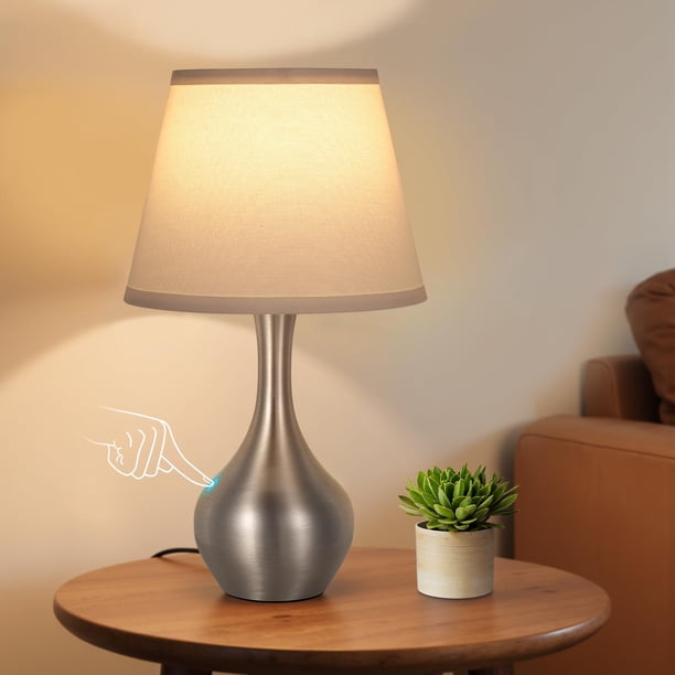 Lámpara de Mesa Táctil Seealle 3 Niveles Regulable Plata