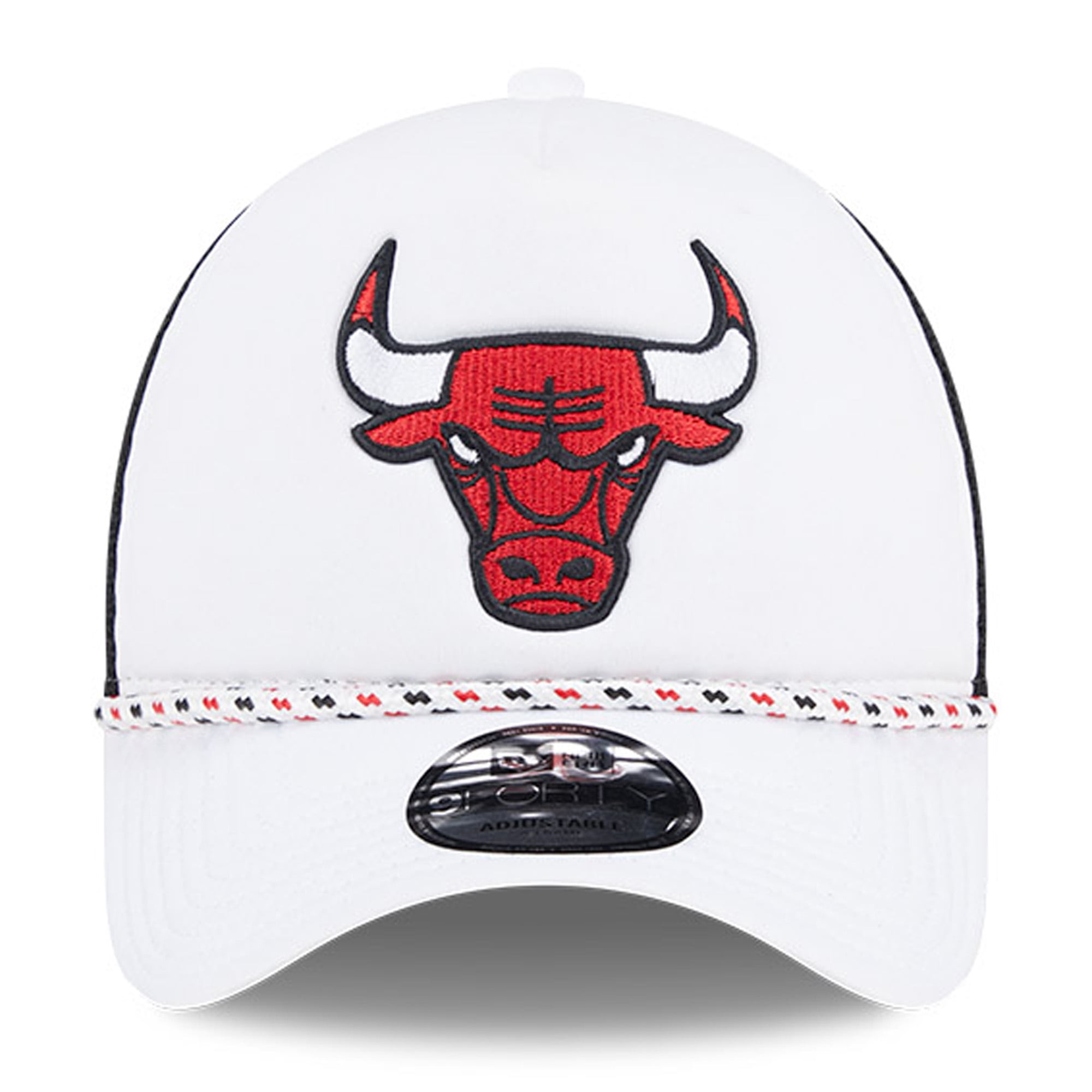 Men's New Era White/Black Chicago Bulls Court Sport Foam A-Frame 9FORTY Adjustable Trucker Hat