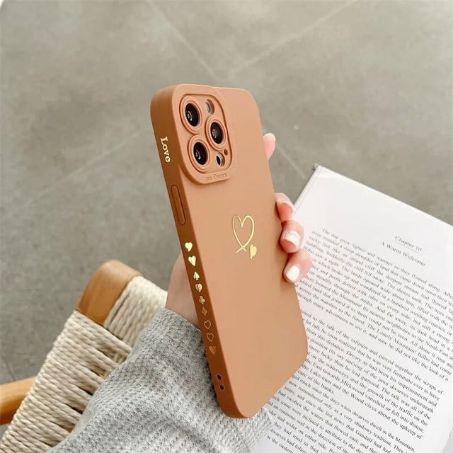 Candy Color Silicone Phone Case For iPhone 15 14 13 Pro Max Plus Cute Love Heart Frame Soft Cover
