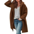 thumbnail image 3 of 2024 Winter Hooded Wool Pea Coat for Women Mid Long Loose Single Breasted Overcoat Casual Outerwear with Pockets, 3 of 6