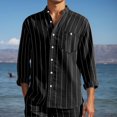 thumbnail image 2 of KKBOTIVE Mens Casual Striped Dress Shirts Stylish Long Sleeve Cozy Button Down Classic Shirt Men's Fashion Black Size: XL, 2 of 5
