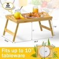 thumbnail image 4 of Bandeja de desayuno para cama, mesa para servir comida en el regazo, TV, cena para comer con patas plegables y asas de bambú, 4 of 5
