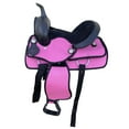 thumbnail image 3 of Resistance Suede Synthetic Horse Saddle, Youth/Kids, Multiple Sizes, Purple/Black/Light Brown/Pink, 3 of 9