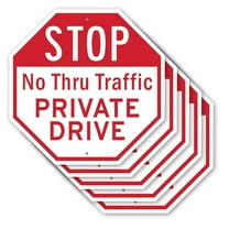 Stop No Thru Traffic Private Driv Octagon Sign Weather Resistant Made in the USA