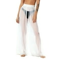 thumbnail image 2 of UQJfacai Womens Chiffon Beach Pants Boho Flowy Wide Leg Palazzo Pants Sheer See Through Cover Up High Waist Lounge Trouser S-2XL, 2 of 7