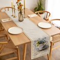 thumbnail image 6 of Spring Blue Flowers Cotton Linen Table Runner for Dining Kitchen, Vintage Tea Cup Phrases Pastoral Wedding Outdoor Party Tablerunners Decoration, Dresser Scarf Coffee Tablecloth Runners 13x90 Inches, 6 of 9