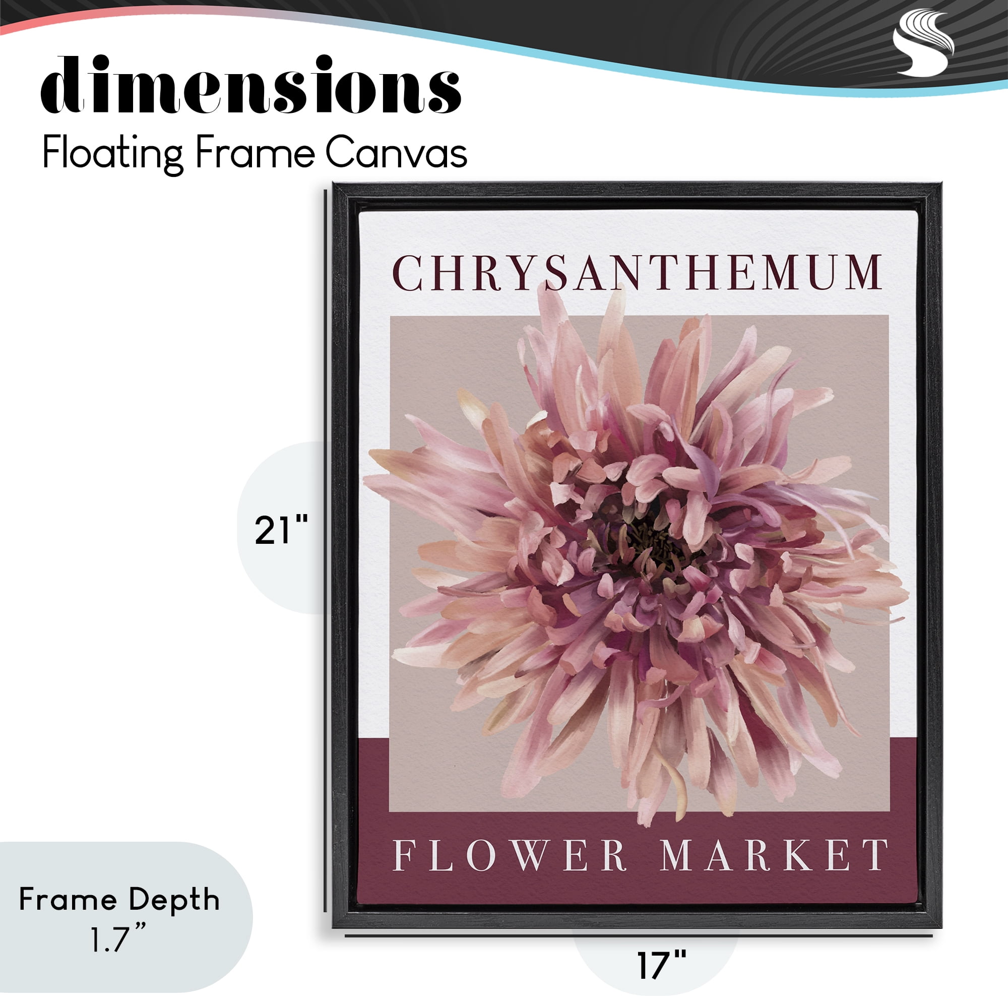 Stupell Industries Chrysanthemum Flower Market Black Framed Floater Canvas Wall Art, design by Jennifer Stith
