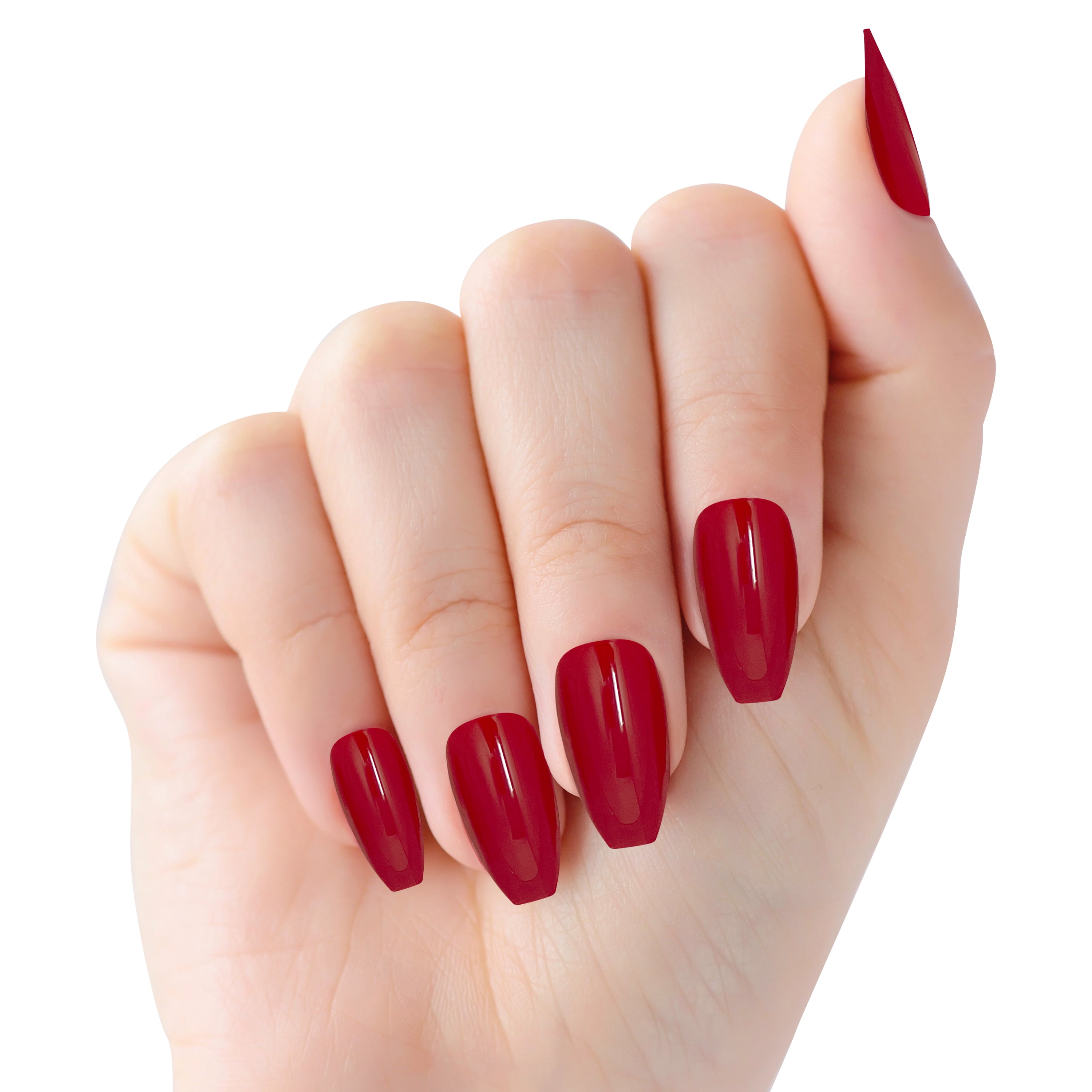 L.A. COLORS Shine Nail Trend Nail Tips, Coffin Shape, On Fire, 24 Pieces