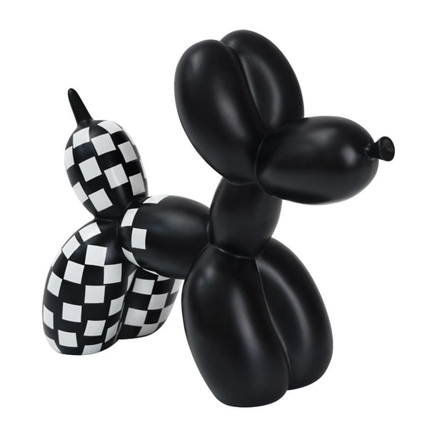Globo con patrón de coche de carreras a cuadros en blanco y negro, estatua de perro, artesanías, decoraciones de escritorio para sala de estar, moderno hecho a mano