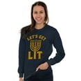 thumbnail image 4 of Hanukkah Menorah Let's Get Lit Plus Size Long Sleeve Graphic Tee Shirt Brisco Brands 2X, 4 of 5