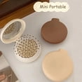 thumbnail image 2 of 1 Pce Ensemble de Mini Peigne Mignon Couleur Abricot & Miroir, Peigne de Massage Portable Coussin d'Air Rond avec Miroir de Poche Pliable, Outil de Coiffure Compact pour Femmes & Filles., 2 of 6