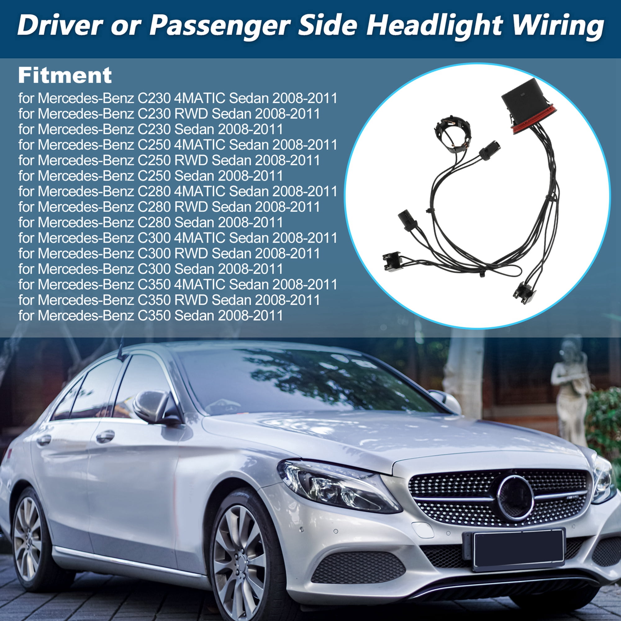Unique Bargains Headlight Wiring 2048208761 for Mercedes W204 C300 2008-2011