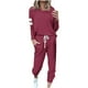 thumbnail image 2 of Puntoco Traje Casual Con Cordón Y Cuello Redondo De Manga Larga Con Estampado Holgado A La Moda Para Mujer Borgoña Xxxl, 2 of 5