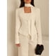 thumbnail image 4 of Chaqueta de Traje de Larga para Mujer, Color Liso, Cuello en V, Corte Entallado y Hombreras XL, 4 of 9