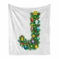 thumbnail image 1 of Letter J Soft Flannel Fleece Throw Blanket, Capital J with Christmas Celebration Items Colorful Balls Candy Snowman Design, Cozy Plush for Indoor and Outdoor Use, 70" x 90", Multicolor, by Ambesonne, 1 of 6