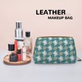 thumbnail image 4 of Tropical leaves Pattern Makeup Bag, Large Capacity Travel Cosmetic Bag for Women Girls- Travel Toiletry Bag Leather Portable Waterproof Makeup Case Organizer with Handle, 4 of 4