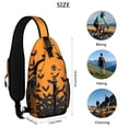 thumbnail image 5 of Sling Backpack,Halloween Bat Silhouette Pattern Crossbody Bag with Water Bottle Holder,Waterproof Sling Bag for Men/Women with Chest Phone Holder for Hiking,Travel, 5 of 6