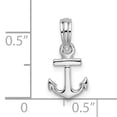 thumbnail image 3 of Finest Gold QC10436 Sterling Silver Polished 3D Mini Anchor Pendant  White, 3 of 4