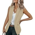 thumbnail image 2 of Mifelio Jackets for Women, Womens Vest Coat Casual Blazers Open Front Sleeveless Work Jackets Blazers Vest for Women Khaki XXXL, 2 of 6