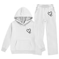 thumbnail image 2 of BXJX Girls Fall Outfit Sets, Long Sleeve 2 PC Outdoor Hoodies and Sweatpants Sets White Size 9-10 T, 2 of 6
