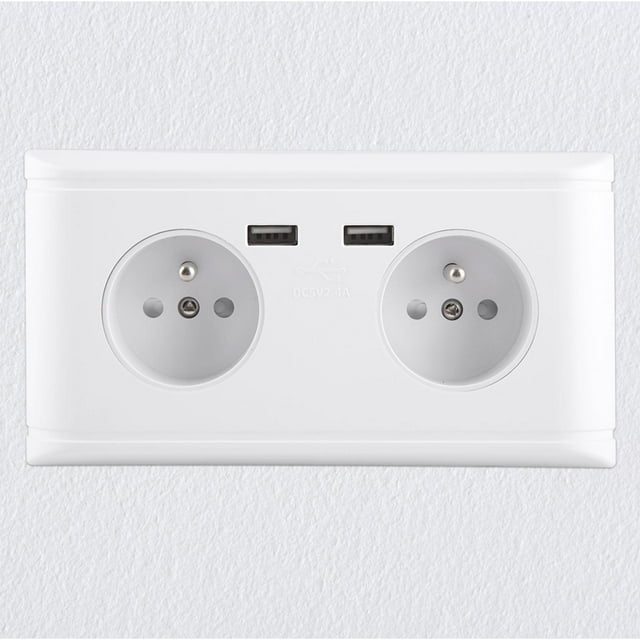 Toma de pared USB, enchufe de pared funcional multifuncional de la UE, toma de corriente, resistente y resistente