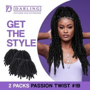 (2 pack) Darling Passion Twist Crochet Hair 2X Pack, 24 inch, #1B, Adult, Women