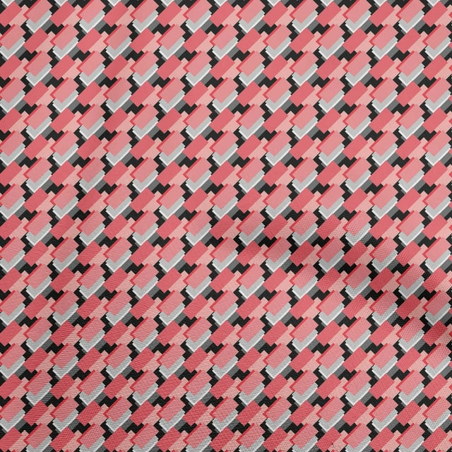 oneOone Cotton Poplin Pink Fabric Geometric Craft Projects Decor Fabric Printed By The Yard 42 Inch Wide