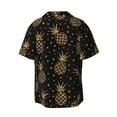 thumbnail image 2 of Haiem Gold Glitter Pineapples Men's Casual Shirts Short Sleeve Button Down Shirts Fashion Textured Summer Beach Shirt-3X-Large, 2 of 7