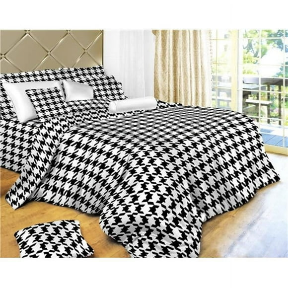 Dolce Mela DM498T Ensemble de Housse de Couette de Luxe à Motif Pied-de-Poule 6 Pcs - Simple