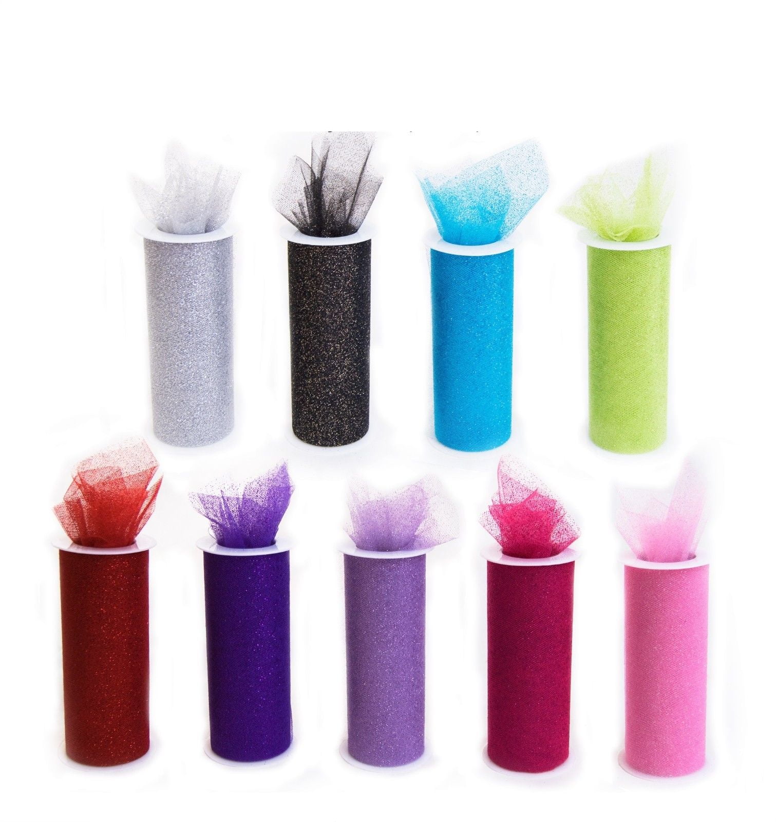 Craft and Party Assorted Glitter Tulle Rolls 6" x 10 Yards Pack of 9
