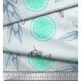 thumbnail image 2 of Soimoi Green Cotton Poplin Fabric Lemon Slice & Floral Print Fabric by the Yard 42 Inch Wide, 2 of 3