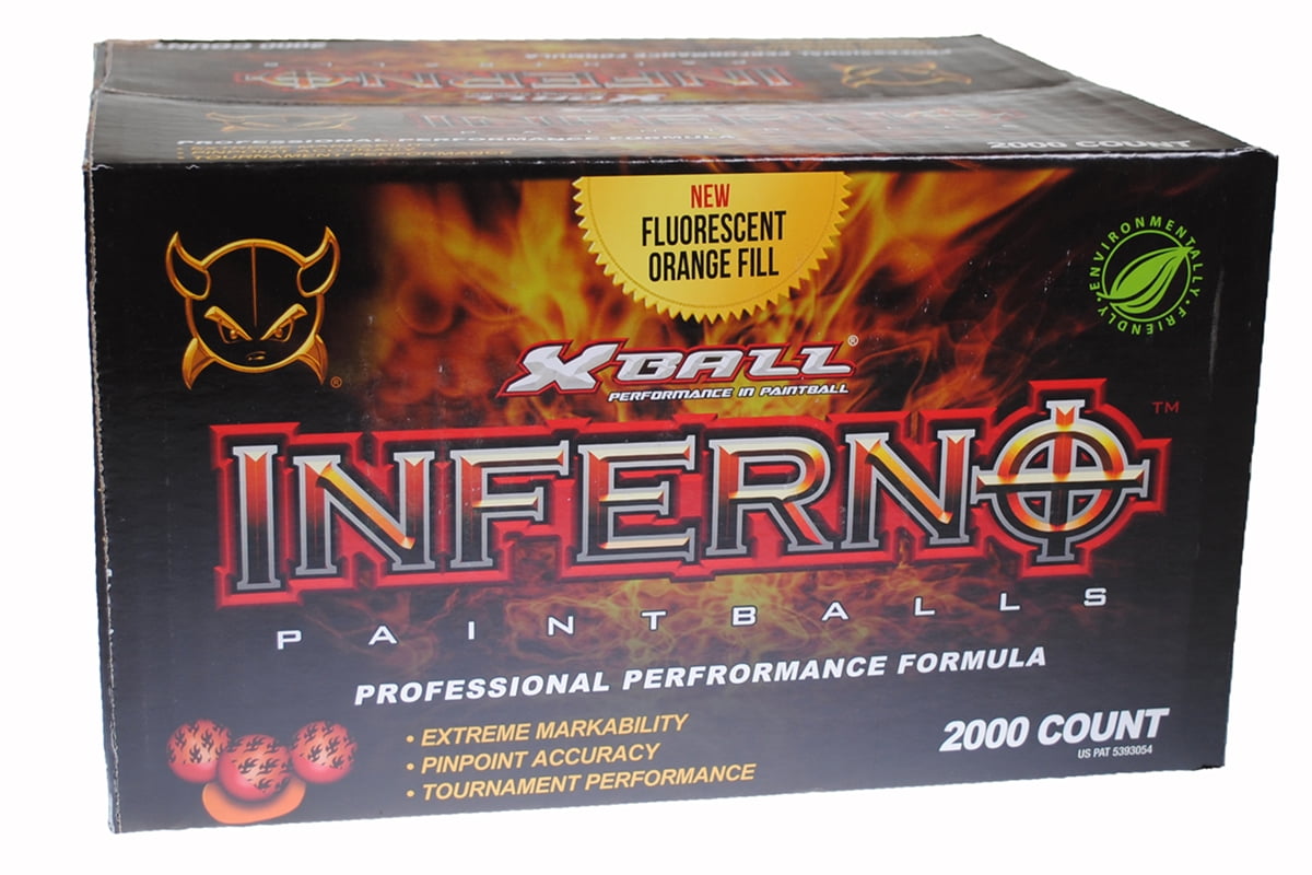 XBALL INFERNO 2000 Paintballs Ruby / Magma Shell BRIGHT ORANGE FILL