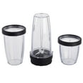 thumbnail image 4 of Mainstays 10-Piece Blender Set, Black, 300W, with 3 Jars (10oz, 16oz, 18oz; AS), 2 Drinking Lids, Stainless Steel Blade, 4 of 7