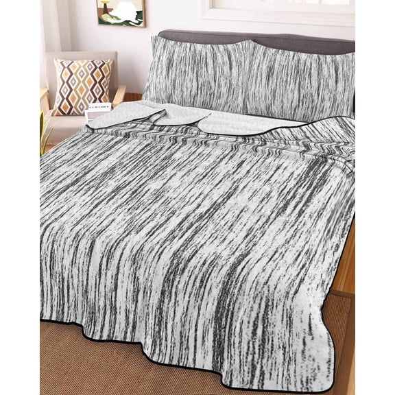 Black and White Queen Size Down Alternative Comforter, Lightweight Comforter Quilt Bedding Set with Pillow Shams Modern Striped Geometric Abstract Art All Seasons Bed Comforter Duvet Insert 90"x96"