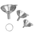 thumbnail image 1 of Stainless steel funnel, 3-piece stainless steel funnel filter set with handle for transferring liquid ingredients, 1 of 4