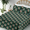 thumbnail image 3 of Ambesonne Tropical Fitted & Flat Sheet with Sham 3 Pcs Set, Tiger and Chameleon Print, Twin, Salmon Peacock Green, 3 of 5