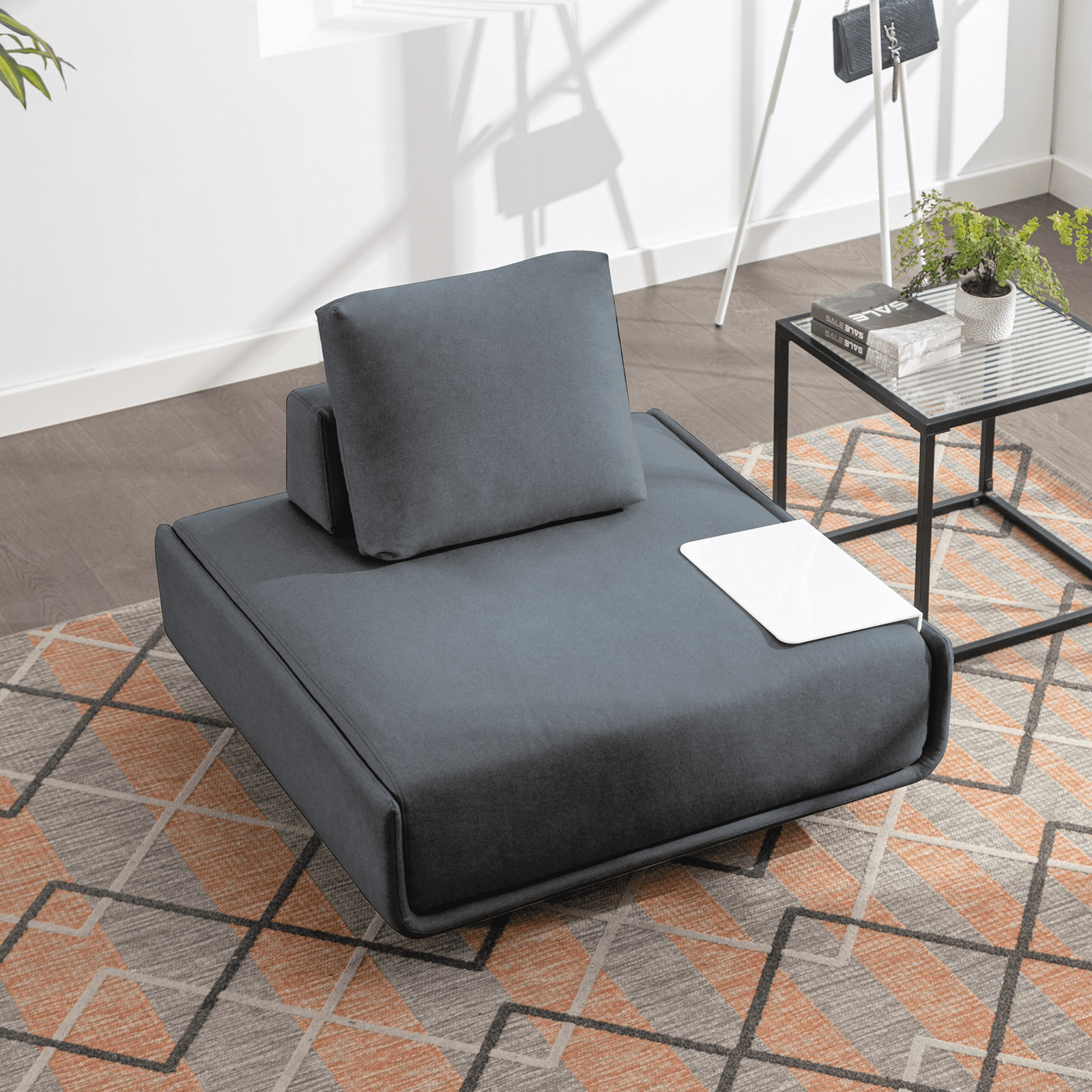 MUZZ Modern Square Modular Sectional Sofa, Removable Back Cushion