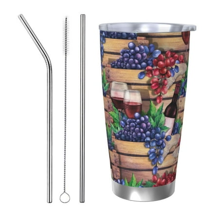 

Coaee Glasses Of Red Wine 1 for 20oz Insulated Kettle Water Bottle For Running Hiking Cycling Climbing Men S Woman Insulated Water Bottle-Straw Three-piece Set