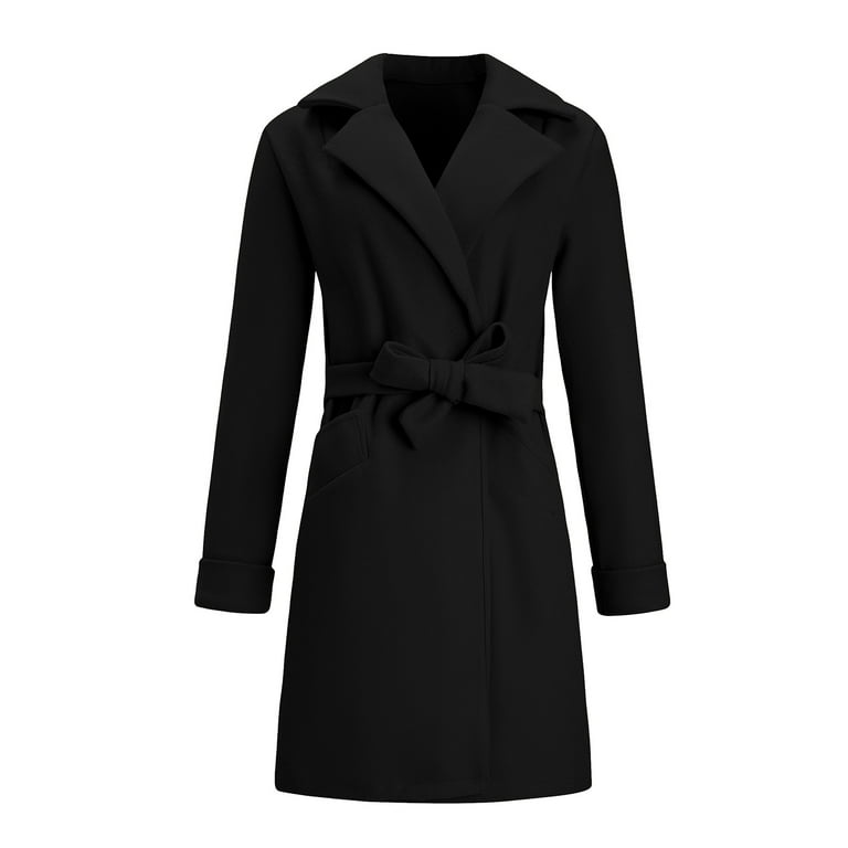 Hfyihgf Long Pea Coat for Women Dressy Trendy Ladies Dress Jacket with  Waist Belt Winter Fall Long Sleeve Notch Lapel Trench Coats(Khaki,S) 