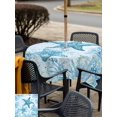 thumbnail image 5 of Outdoor Tablecloth with Umbrella Hole for Patio/Picnic/Party/Camping, Coastal Coral Starfish Waterproof Table Cloth Square Cover Washable, Watercolor Ocean Botanical Teal Blue (60"x 60"), 5 of 9