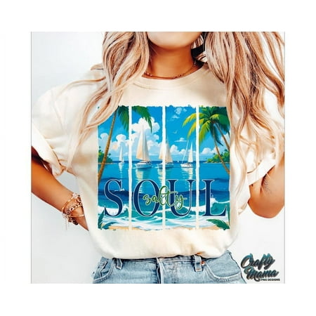 Salty Soul T-Shirt Preppy Summer Beach Shirt Trendy Summer Shirt Beach Vibes Tee Sublimation Beach Shirt Brush Stroke Style