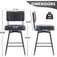 thumbnail image 2 of VINGLI Counter Height Swivel Bar Stools Set of 2, 26" Seat Height Counter Bar Stool for Kitchen Island, Upholstered PU Leather Barstools with Wood Backs and Metal Legs, Brown, 2 of 8