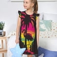 thumbnail image 4 of Balery Flamingo And Palm Trees At Sunset Camisón de princesa para niñas, pijama de algodón con mangas abullonadas, suave y bonito.-Small, 4 of 6
