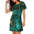 thumbnail image 2 of Fotbe Green Gold Glitter Bata de Dormir para Mujer con Estampado, Camisón de Algodón de Manga Corta, Ropa de Dormir Casual, 2 of 6